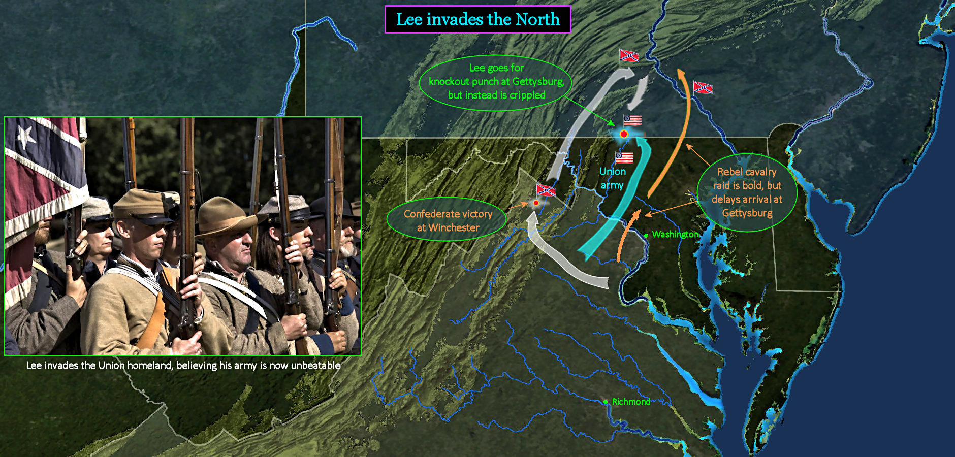 Lee invades the North, 1863 map